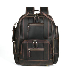 Brown Large Leather 15.6 inches Laptop Backpack for Men 24L Huge Backpack - iwalletsmen