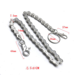 Silver Bike Chain Wallet Chain - flat lay - iwalletsmen