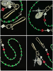 Beaded Wallet Chain Green Stone Long Bead Wallet Chain for Women - iChainWallets