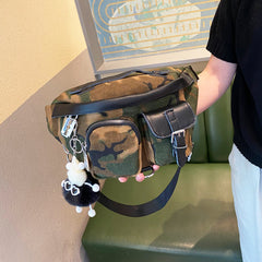 Black Camouflage Fanny Pack for Men Camouflage Denim Leather Waist Bag Camouflage Belt Bag - Feltify