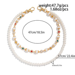 Pearl Wallet Chain for Women Double Beaded Wallet Chain 