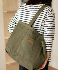 Mens Army Green Canvas Large Tote Bags Canvas Handbag Canvas Tote for Men Women