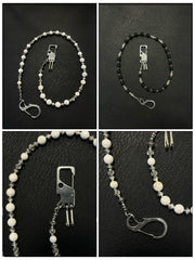 White Beaded Wallet Chain Turquoise Stone Bead Wallet Chain - iChainWallets