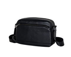 Soft Leather Crossbody Bag Black Small Mens Black Leather Crossbody Bag - iwalletsmen