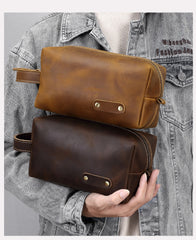 Brown Leather Toiletry Bag 