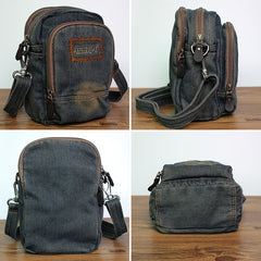 Blue Denim Mens Small Vertical Messenger Bag Denim Side Bag Small Crossbody Bag For Women