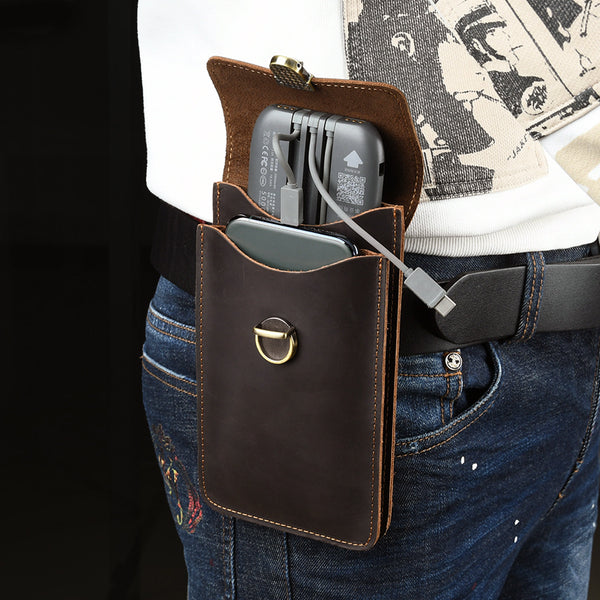 Leather Cell Phone Holster with Belt Loop Leather Phone Holster for Belt Mens Leather Belt Bag Pouch Bag - iwalletsmen