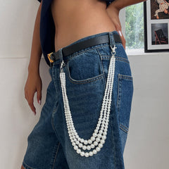 Pearl Wallet Chain for Women Triple Wallet Chain Womens Wallet Chain - iChainWallets