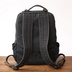 Vintage Denim Blue Mens Backpack School Backpack Blue Denim Laptop Backpack For Men