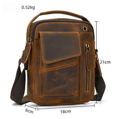 Brown  Small Vertical Crossbody Bag - iwalletsmen
