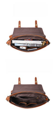  Leather Messenger Bag with Flap 