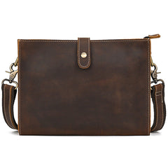 Brown Leather Wristlet with Shoulder Strap for Men 