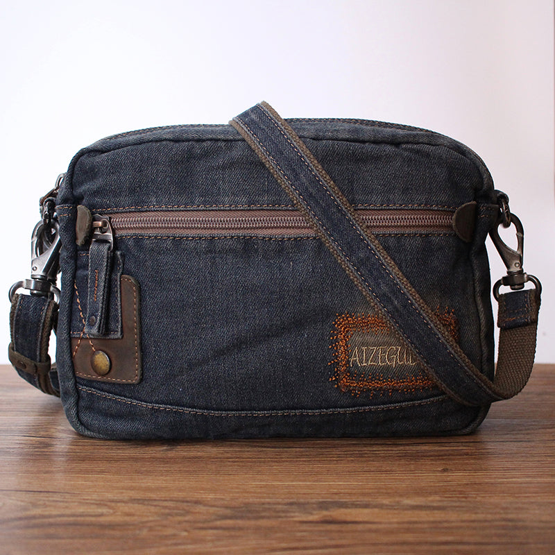 Blue Denim Mens Fashion Messenger Bags Large Jean Blue Shoulder Bag Po