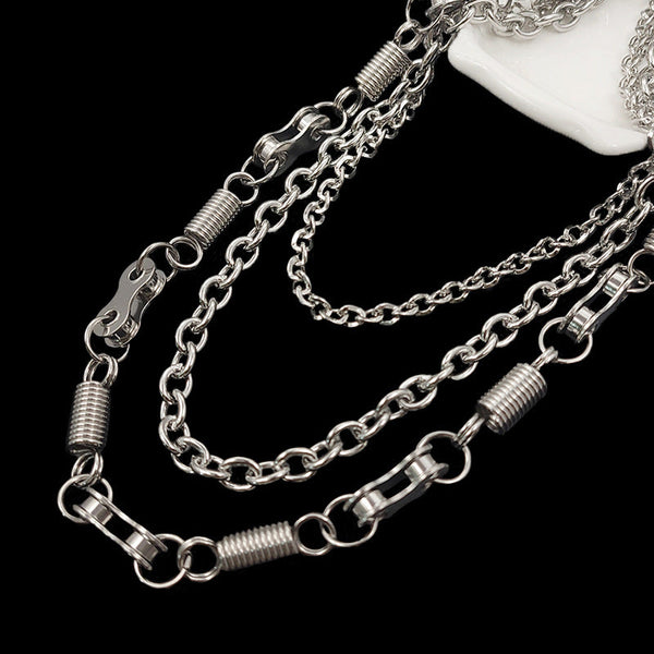 Cool Mens Silver Three Layers Pants Chains Silver Cool Triple Biker Wallet Chain For Men