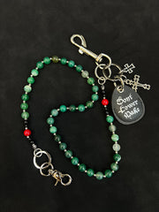 Green Ball Wallet Chain Ball Pants Chain Jade Stone Beaded Wallet Chain Bead Wallet Chain - iChainWallets