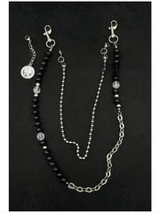 Beaded Wallet Chain Black Turquoise Stone Ball Wallet Chain Double Wallet Chain - iChainWallets