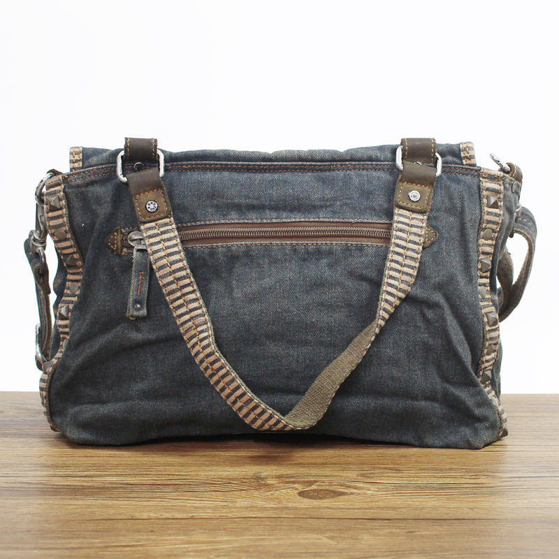 Vintage Denim Shoulder Bag Womens Splice Crossbody Messenger Handbag Pruse  Bag