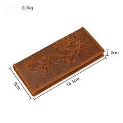 Chinese Dragon Long Wallet Mens Bifold Wallet 