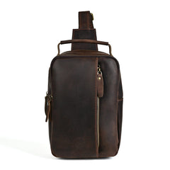 Brown Leather Sling Bag for Men
