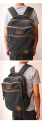 Vintage Denim Blue Mens Backpack School Backpack Blue Denim Laptop Backpack For Men