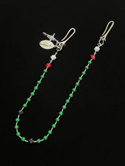 Beaded Wallet Chain Green Stone Long Bead Wallet Chain for Women - iChainWallets