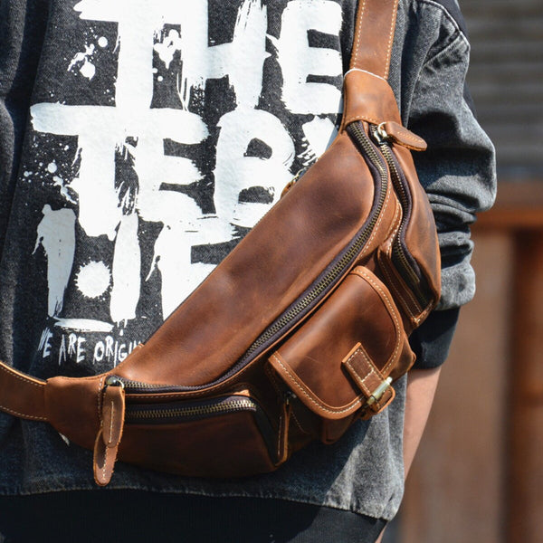 Mens Leather Waist Pack 