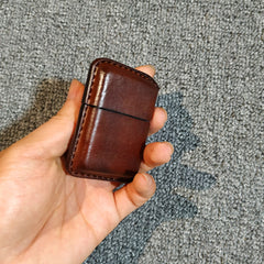Handmade Mens Coffee Leather Zippo Lighter Pouch Personalization Biker Zippo lighter case