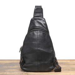 Black Leather Sling Bag for Men Crossbody Leather Sling Bag Leather Sling Crossbody Bag - iwalletsmen