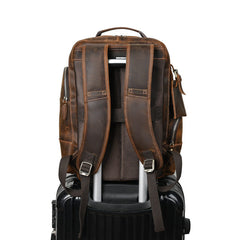 Brown Large Leather 24L Huge Backpack - iwalletsmen