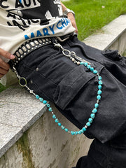Blue Green Skull Head Wallet Chain Skull Wallet Chains - iChainWallets