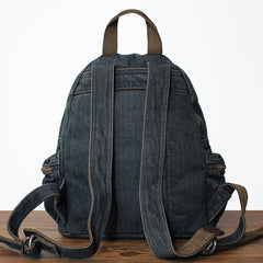 Denim Blue Womens Backpack School Backpacks Blue Vintage Denim Backpack For Women