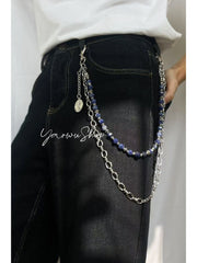White Turquoise Beaded Wallet Chain 