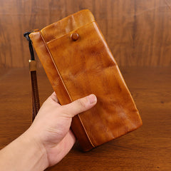Mens Leather Zip Wristlet Wallet Zip Wallet Wristlet for Men - iwalletsmen
