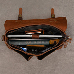 Brown Leather 14 inches Laptop Briefcase - iwalletsmen