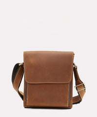 Brown Vertical Messenger Bag for Men 