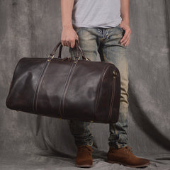 Cool Mens Leather Large Weekender Bag Duffle Bag Vintage Large Travel Bag for Men