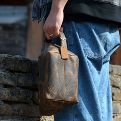 Full Grain Leather Toiletry Bag Vintage Mens Toiletry Bag - iwalletsmen