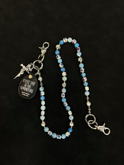 Blue Ball Pants Chain Ball Wallet Chain Stone Beaded Wallet Chain Cross Bead Wallet Chain - iChainWallets