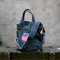 Blue Jean Vertical Tote Bag Denim Tote Handbag Denim Tote Bag Blue Denim Tote Shoulder Bag - Feltify