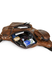 Brown Leather Sling Bag for Men Full Grain Leather Sling Bag - iwalletsmen
