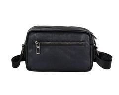 Mens Black Leather Crossbody Bag 
