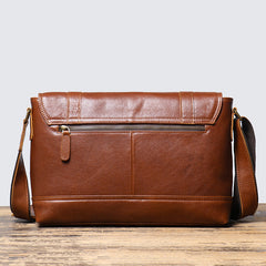 Brown Leather Messenger Bag with Flap Brown Flap Messenger Bag for Men - iwalletsmen