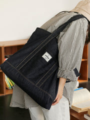 Mens Blue Denim Large Tote Bags Denim Handbag Denim Large Tote Shoulder Bag for Men Women