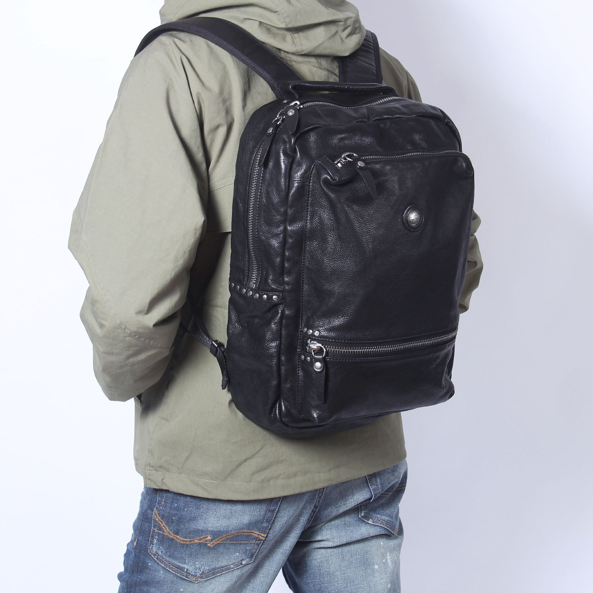 Handmade Leather Mens Cool Backpack Bag Large Travel Bag Hiking Bag for Men