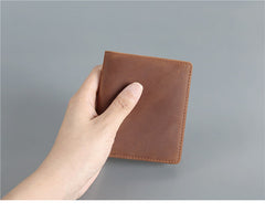 Vintage Black Leather Men's Bifold Slim Wallet Front Pocket Wallet Billfold Wallet For Men