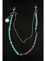 Blue Turquoise Stone Ball Wallet Chain 
