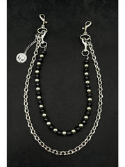 Black Turquoise Beaded Wallet Chain Ball Wallet Chain Double Wallet Chain - iChainWallets