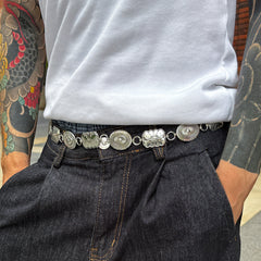 Floral Belt Chain Men's Belt with Chain 