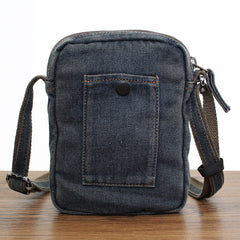 Blue Denim Small Side Bag Mens Denim Vertical Phone Shoulder Bag Vintage Denim Mini Crossbody Bag For Women