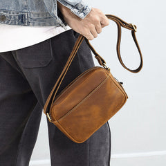 Brown Small Italian Leather Crossbody Bag - iwalletsmen
